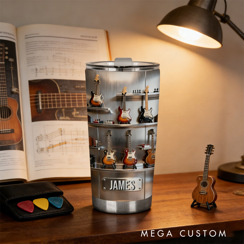 Personalized 2D Flat String Symphony 20oz Tumbler Custom Guitar Themed Tumbler for Music Lovers