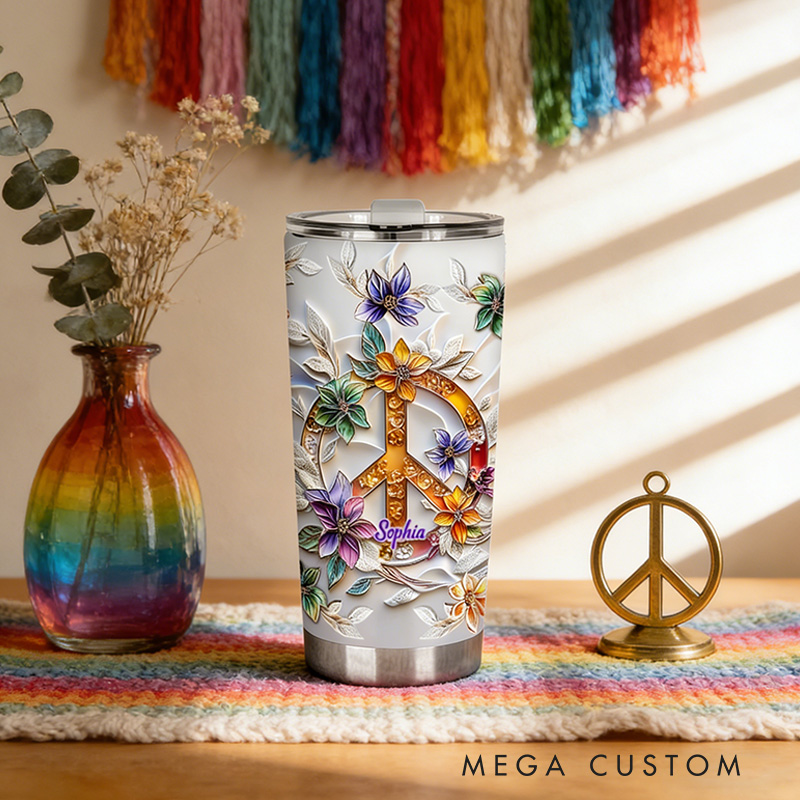 Personalized 2D Flat Golden Strings 20oz Tumbler Custom Hippie Themed Tumbler for Music Lovers