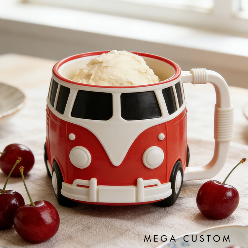 Personalized 3D Printed Vintage Camper Ice Cream Pint Holder Outdoor Camping Lover Ice Cream Pint Holder Gift for Camping