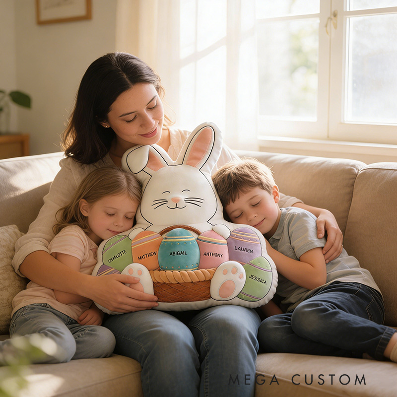 Personalized Easter Family Pillow Custom Name Pillow for Girls Kids Family Gift