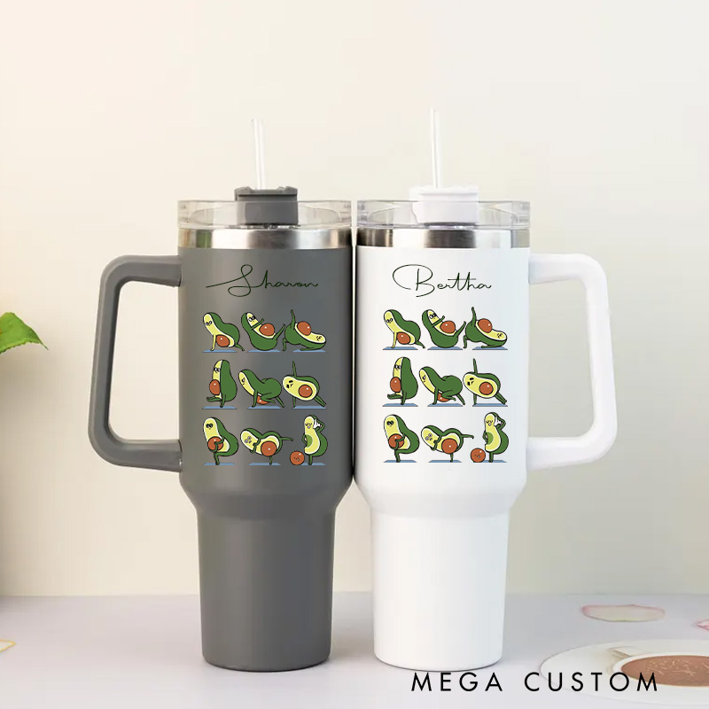 Personalized Avocado Yoga Tumbler Custom Sports Yoga Humor Tumbler Retreat Yoga Teacher Gift for Her Women