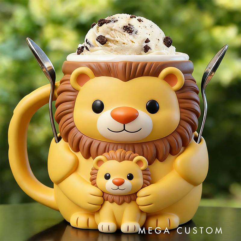 Personalized Lion Ice Cream Pint Holder Cute Custom Freezer Accessory for Kids and Adults Unique Gift for Birthday Christmas Fun Kitchen Decor