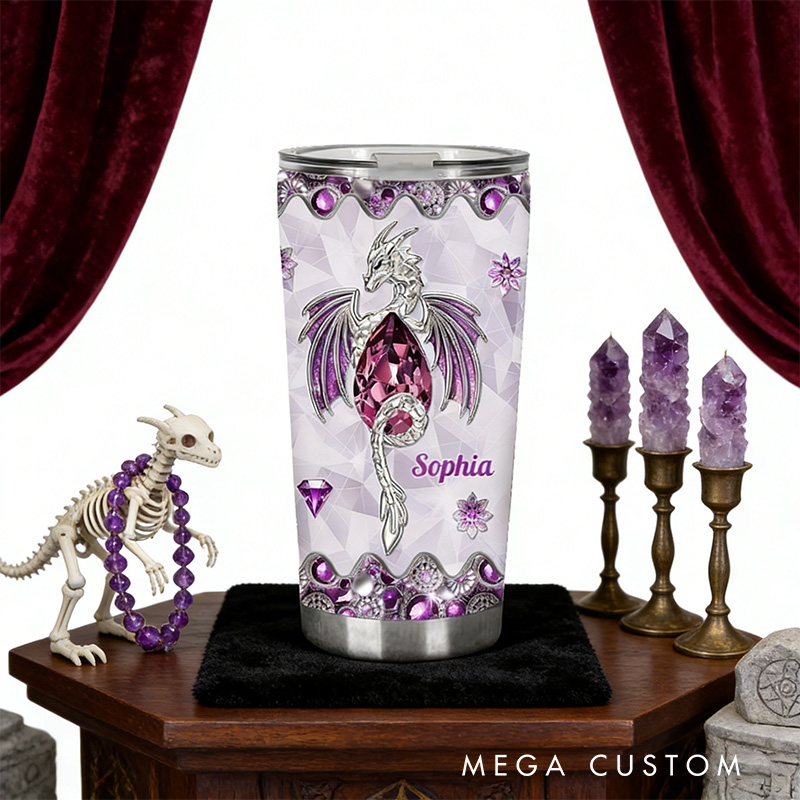 Personalized 2D Flat Love Dragons 20oz Tumbler Custom Magic Witch Themed Tumbler for Magic Lovers