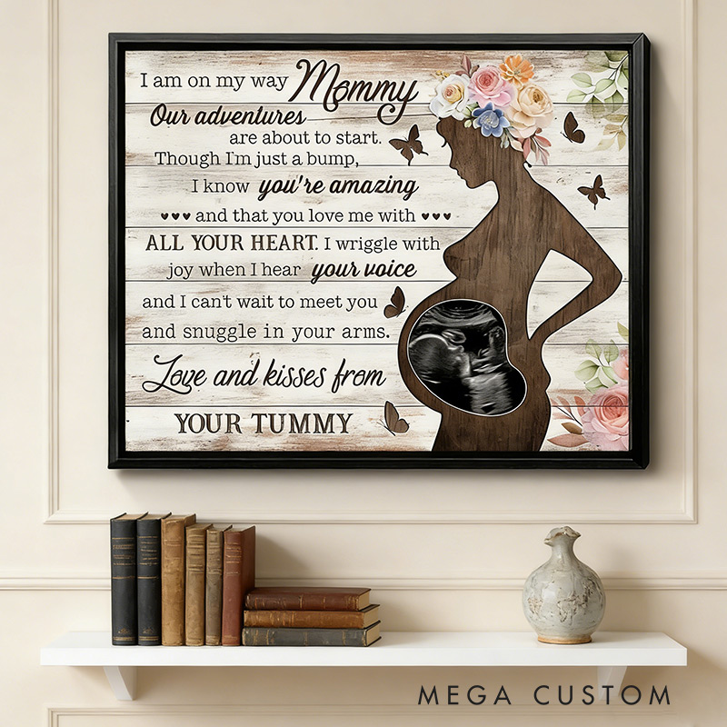 Personalized Ultrasound Frame Keepsake Canvas Print for Pregnant Mommy Mother's Day Gift
