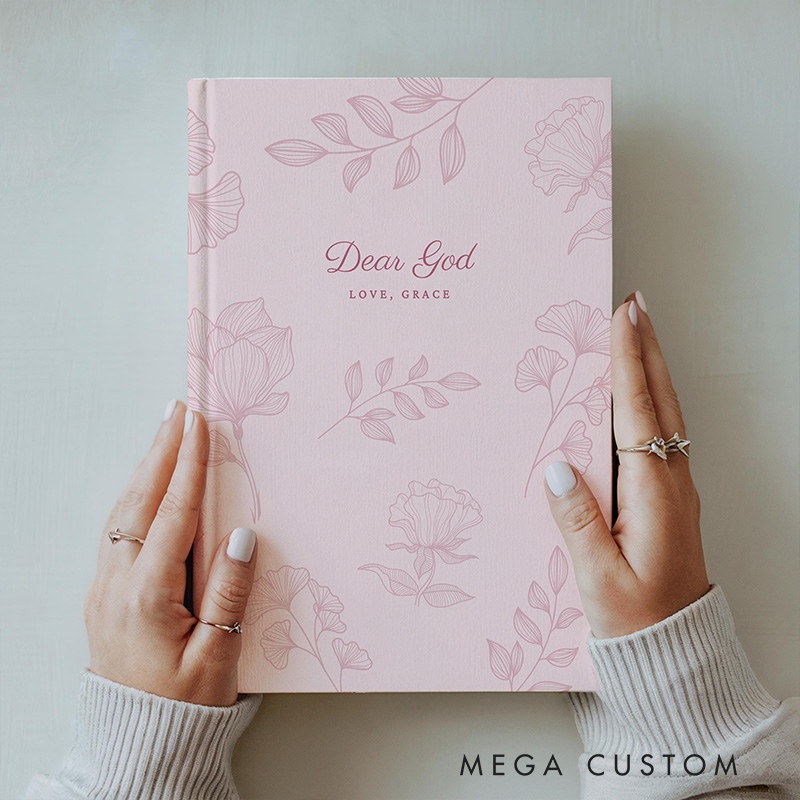 Personalized Dear God A5 Prayer Journal or Bible Study Notebook with Custom Name for Her Sermon Notes Gift for Christian Religious Gift for Women