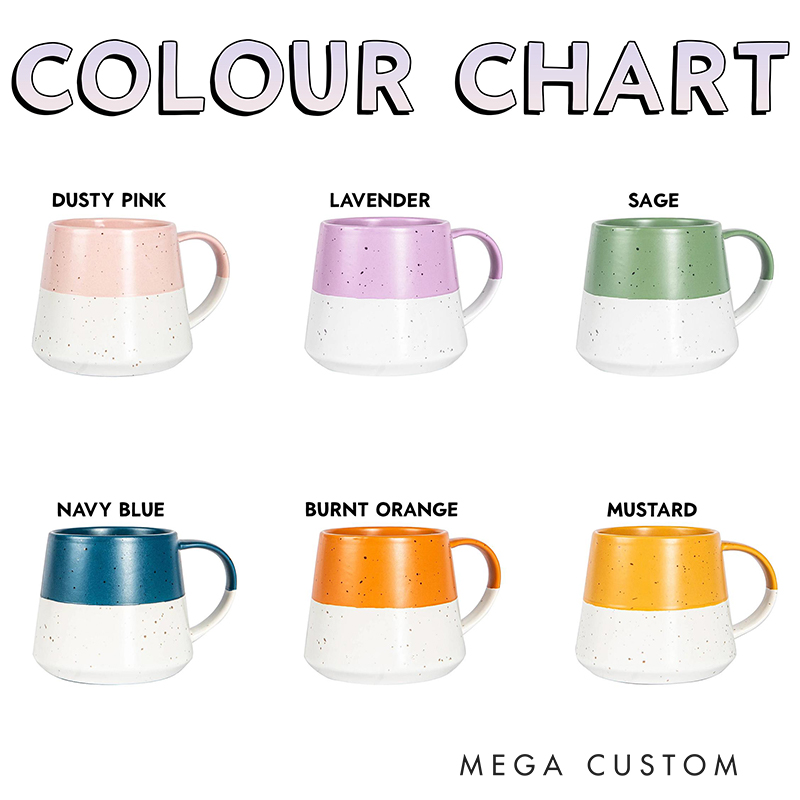Personalized Two-Tone Flecked Ceramic Mug Engraved Tea Coffee Cup Gift for Him Gift for Her Mum or Dad Gift