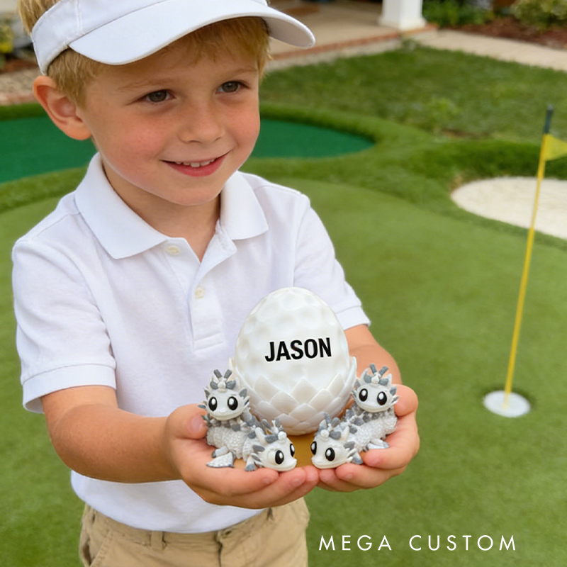 Personalized 3D Printed Golf Dragon and Egg Toy Unique Gift for Golf Lovers on Birthday 