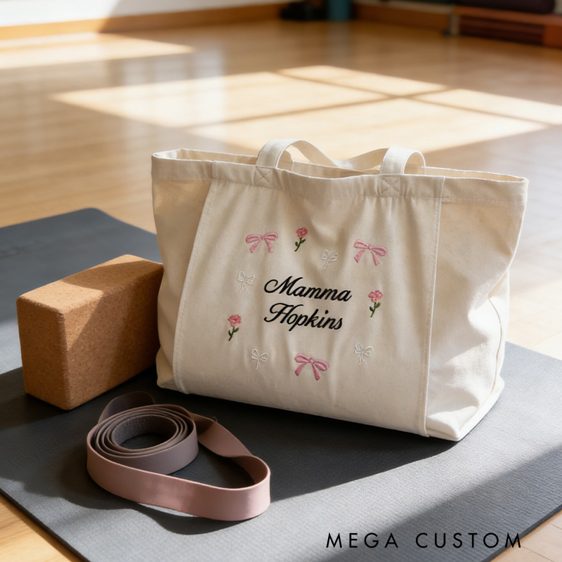 Personalised Yoga Bag Gym Bag Custom Canvas Pilates Bag Yoga with Name Lover Gift for Her
