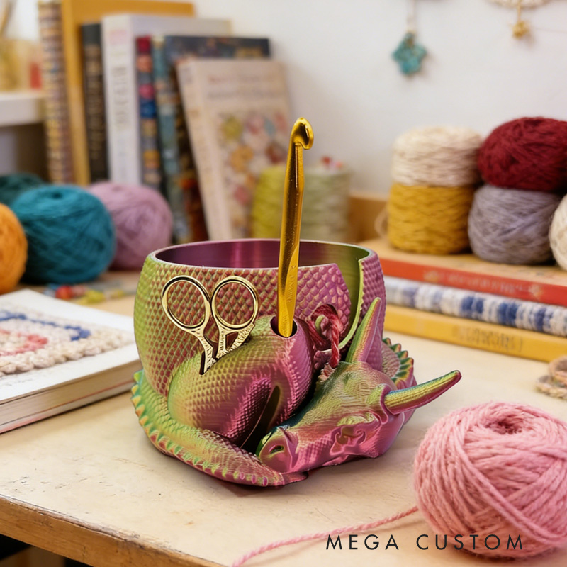 Personalized Dragon Yarn Bowl 3D Printed Dragon Yarn Holder Crochet Tool Holder Knitting Crocheting Gift Ideas Knitting Bowl Yarn Organizer for Mom