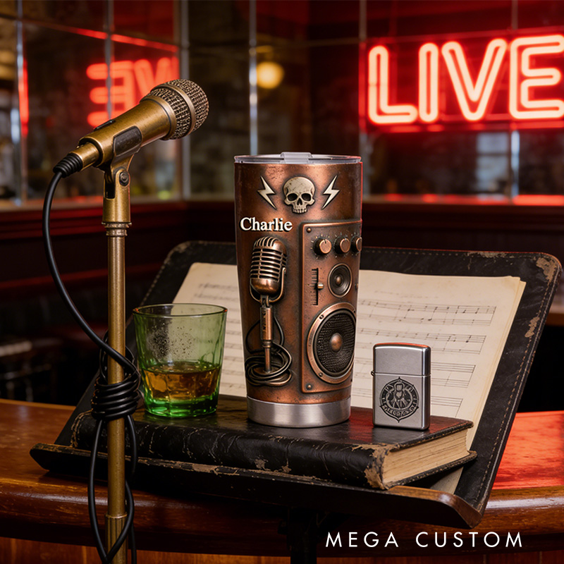 Personalized 2D Flat Retro Rock Amplifier 20oz Tumbler Custom Rock Music Themed Tumbler for Music Lovers