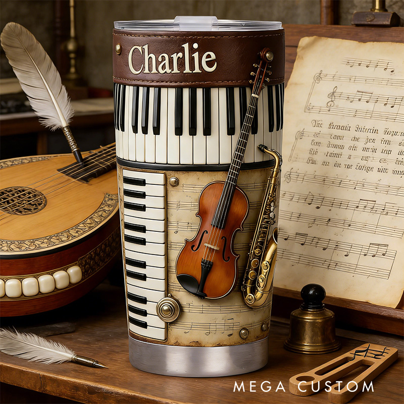 Personalized 2D Flat Classical Harmony 20oz Tumbler Custom Classical Music Themed Tumbler for Music Lovers