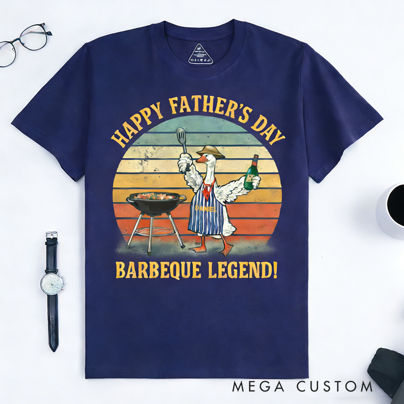 Personalized Barbeque Legend Goose Classic T-Shirts Baking Goose Tee with Name Father's Day Gift