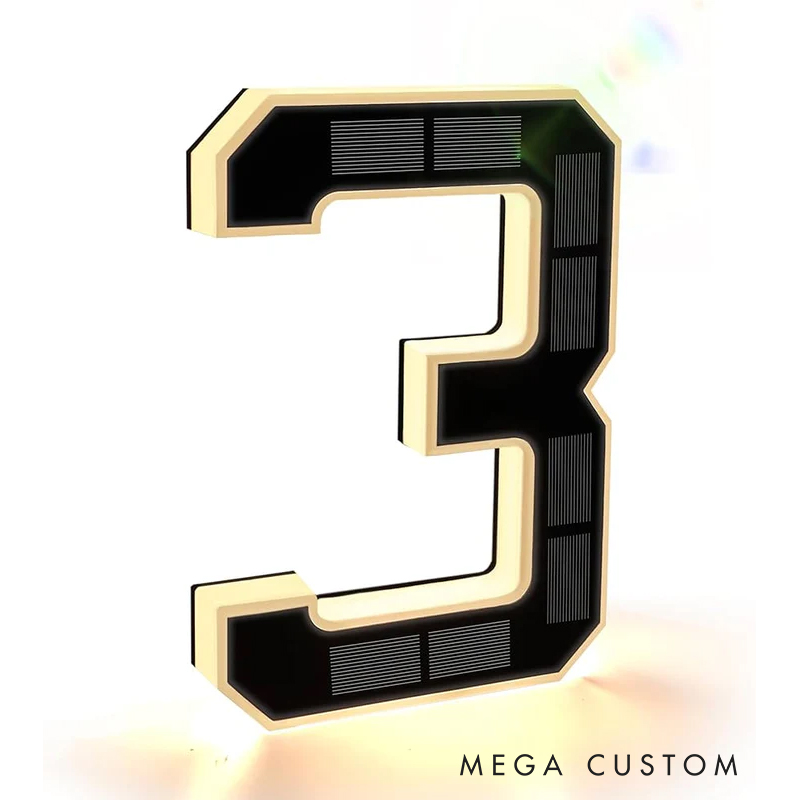 Personalized 9 Inch Solar Lighted House Numbers for Outside Light Up Waterproof LED Address Numbers Signs for Houses Large Modern House Numbers Light