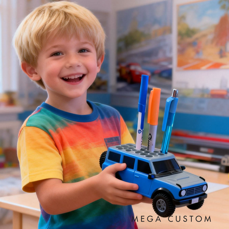 Off Road Trucks Pen Holder Desk Organizer Model Birthday Gift for Kids Kids Room Decor 
