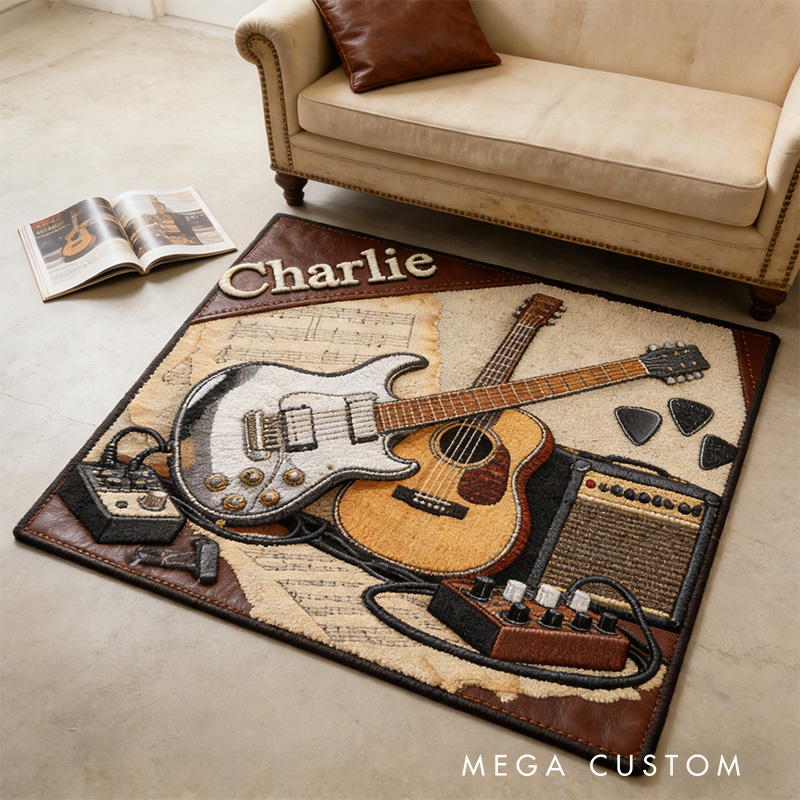 Personalized 2D Flat String Harmony Rug for Music Lovers Gift for Kids Music Studio
