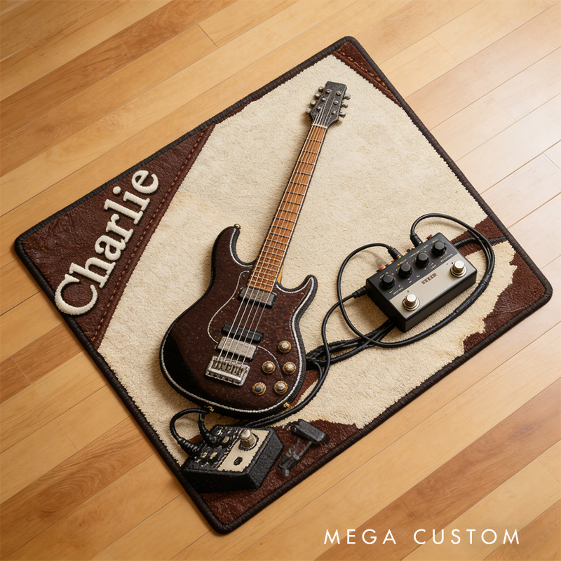Personalized 2D Flat Bassline Vibes Rug for Music Lovers Gift for Kids Music Studio