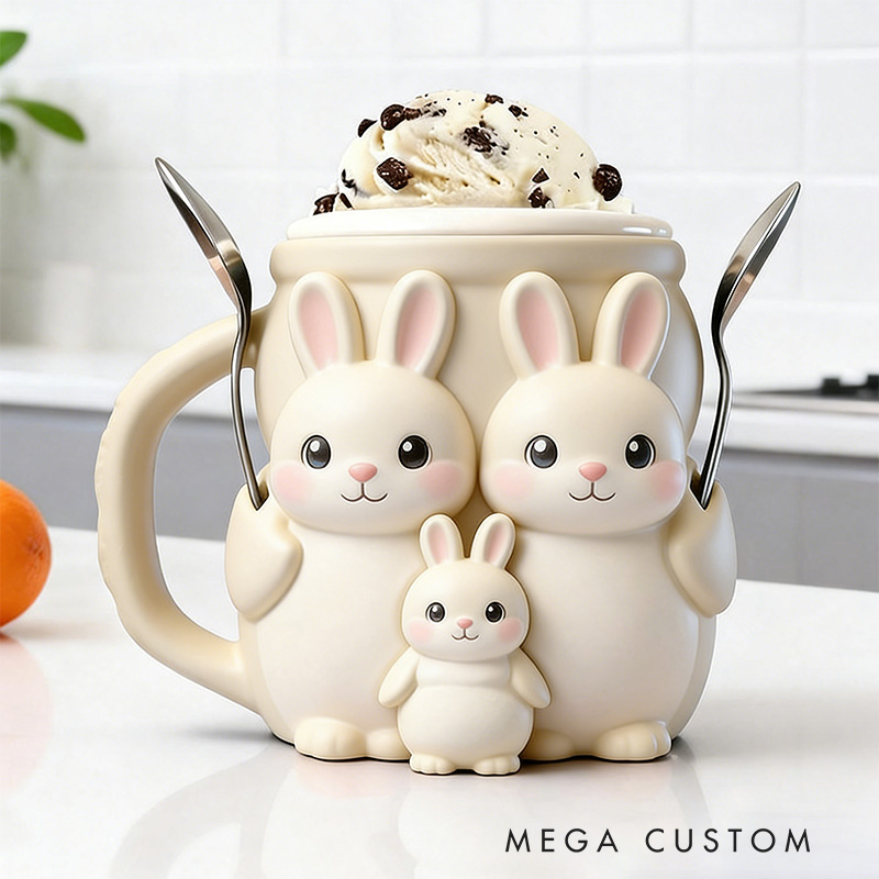 Personalized Bunny Ice Cream Pint Holder Cute Custom Freezer Accessory for Kids and Adults Unique Gift for Birthday Easter Fun Kitchen Decor