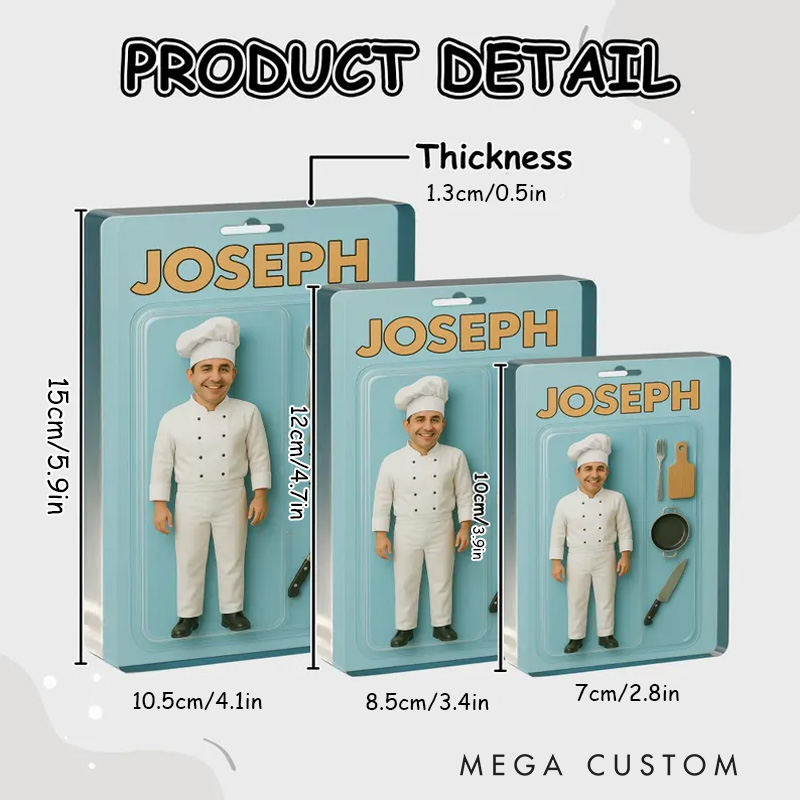 Personalized Photo Chef Action Figure Acrylic Block Plaque with Name Gift for Chef Baking Lovers Baker