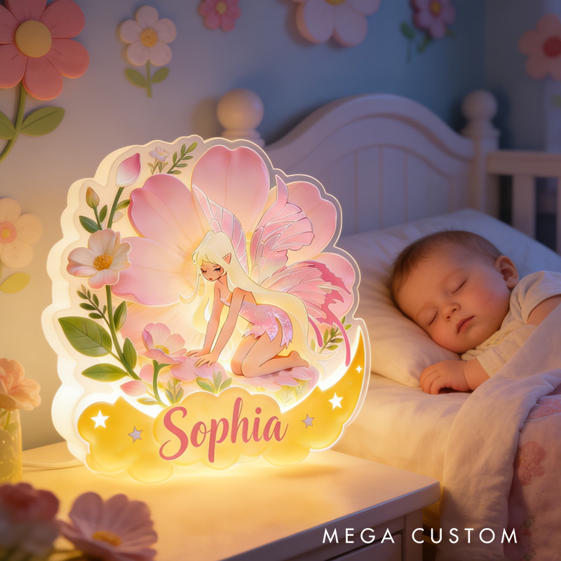 Personalized Unique Custom Name Beautiful Flower Garden Style Romantic Room Decoration Acrylic LED Night Light