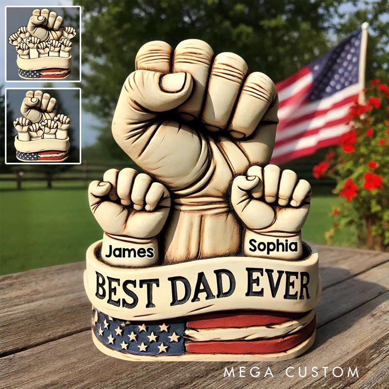 Personalized Dad And Kids Fists Acrylic Plaque ustom Name Design Unique Father's Day Gift for Dad Birthday Home Decor with Family Keepsake