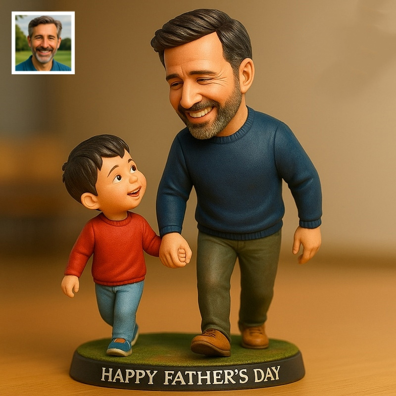 Personalized Father And Son Walking Together Portrait Plaque Father's Day Gift for Dad