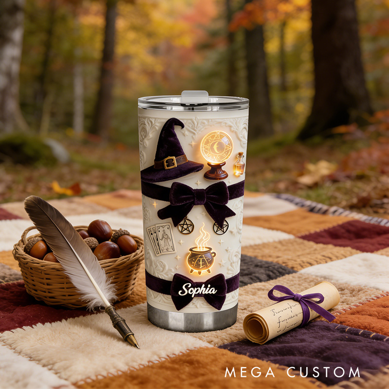 Personalized 2D Flat Mystic Witchcraft 20oz Tumbler Custom Magic Witch Themed Tumbler for Magic Lovers