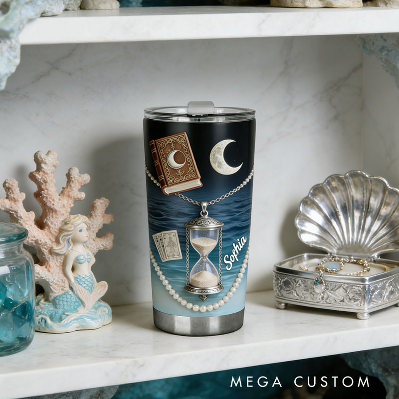 Personalized 2D Flat Ethereal Timekeeper 20oz Tumbler Custom Magic Witch Themed Tumbler for Magic Lovers