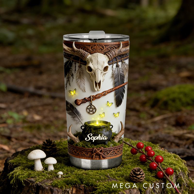 Personalized 2D Flat Witch's Cauldron 20oz Tumbler Custom Magic Witch Themed Tumbler for Magic Lovers