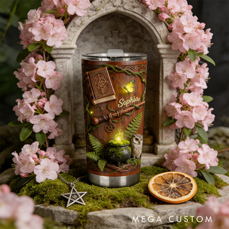 Personalized 2D Flat Enchanted Forest 20oz Tumbler Custom Magic Witch Themed Tumbler for Magic Lovers