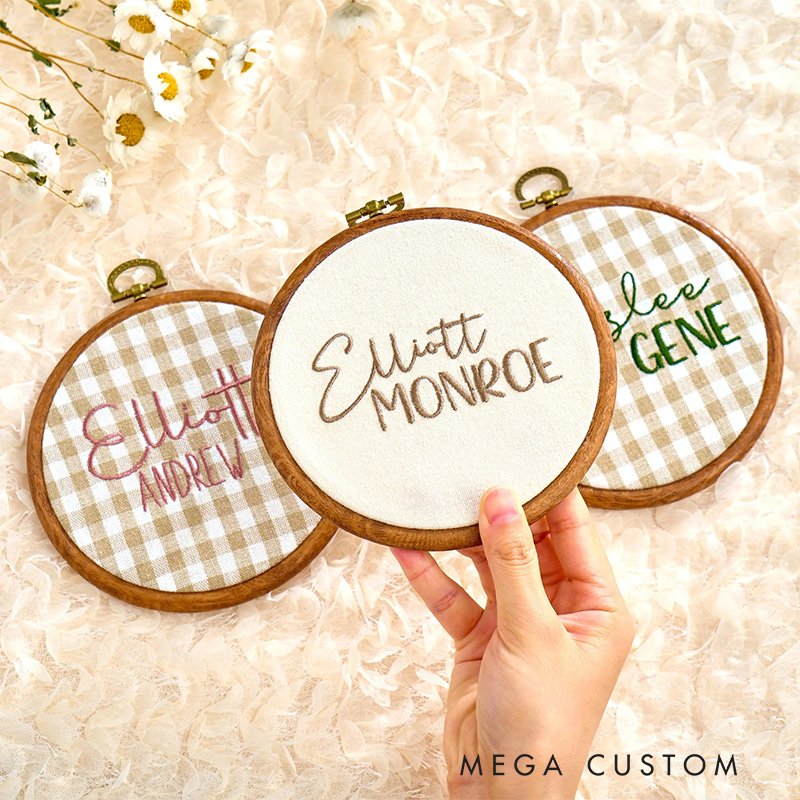 Personalized Embroidered Linen Baby Birth Announcement Sign Custom Name Keepsake Gift for Newborns & Moms Baby Name Sign Baby Shower Gift