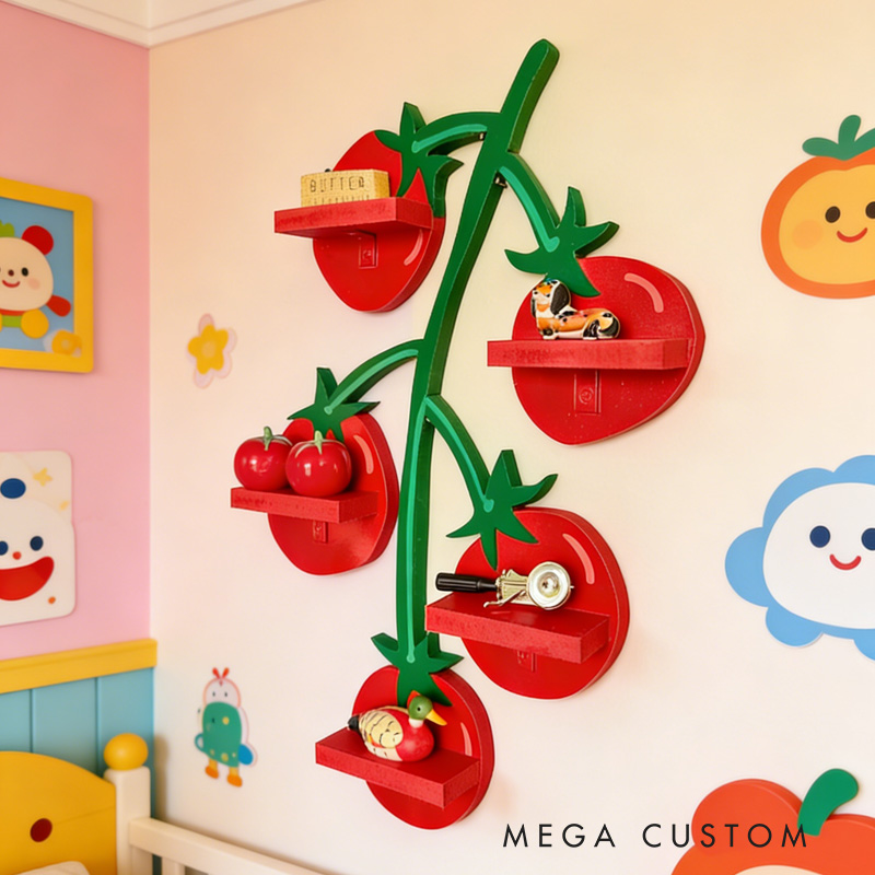 Tomato Vine Shape Wall Mounted Shelves Creative 3D Printed Kitchen Organizer Spice Rack and Trinket Display Decor