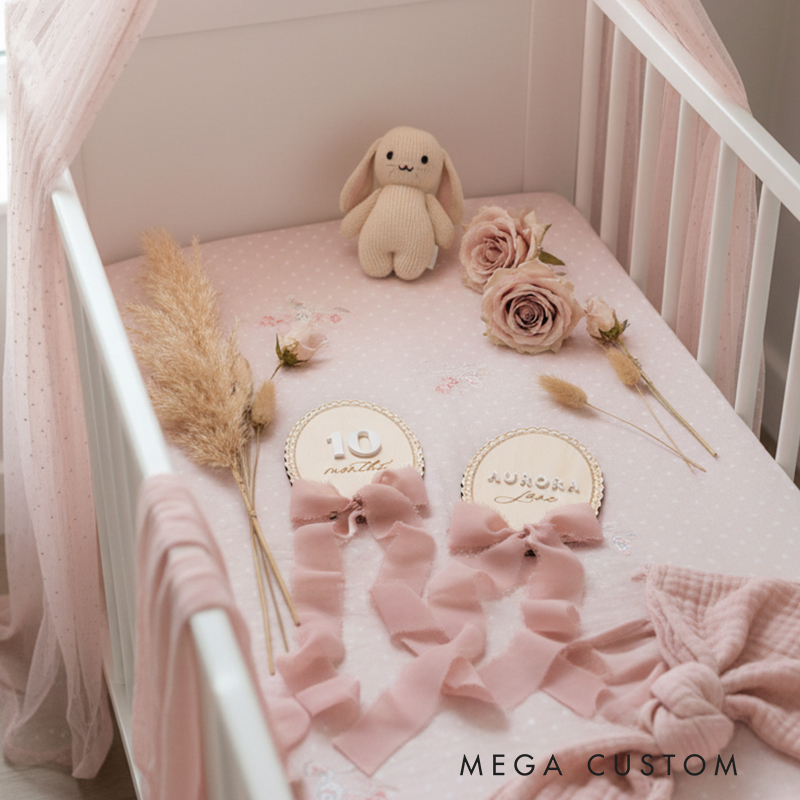 Personalized Wooden Baby Name and Milestone Plaques Custom Birth Announcement with Ribbon Options
