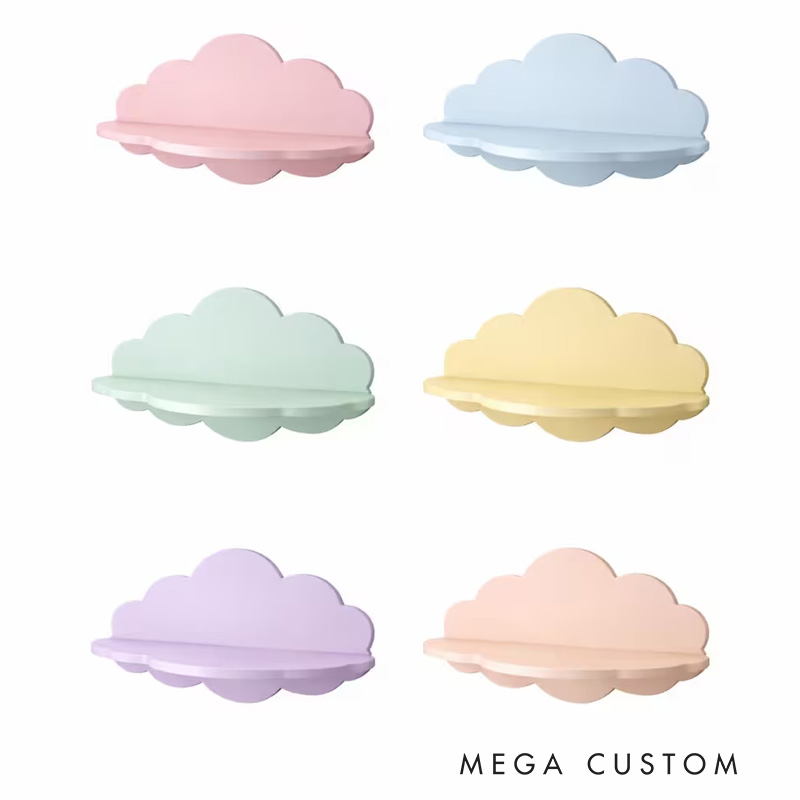 Adorable Cloud Shaped Wall Mounted Shelves Creative 3D Printed Nursery Organizer Perfect for Kids Room Toy Display and Home Decor