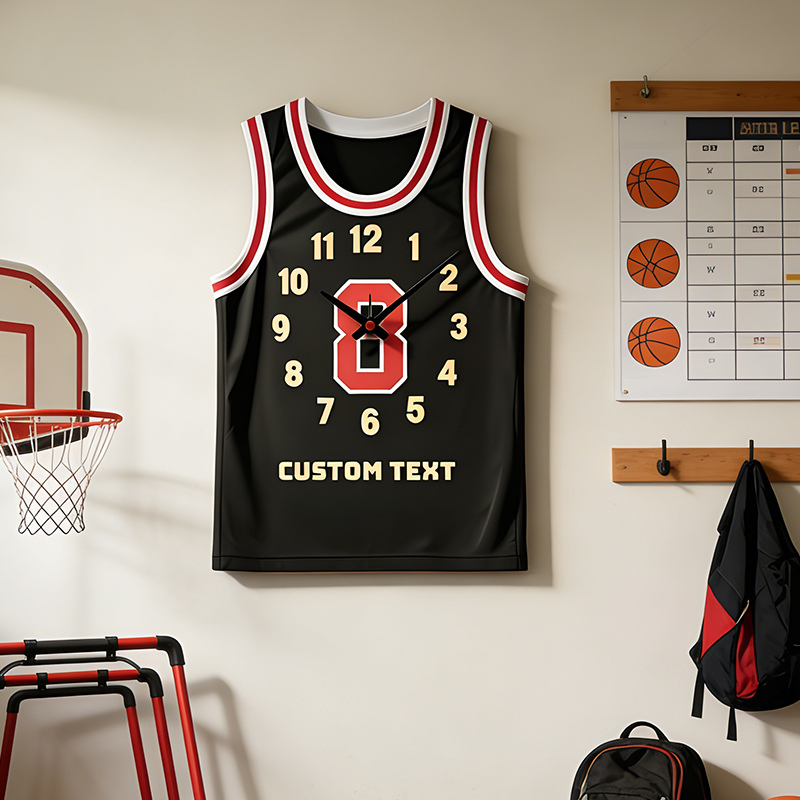 Personalized Basketball Jersey Clock with Custom Number for Basketball Fans 
