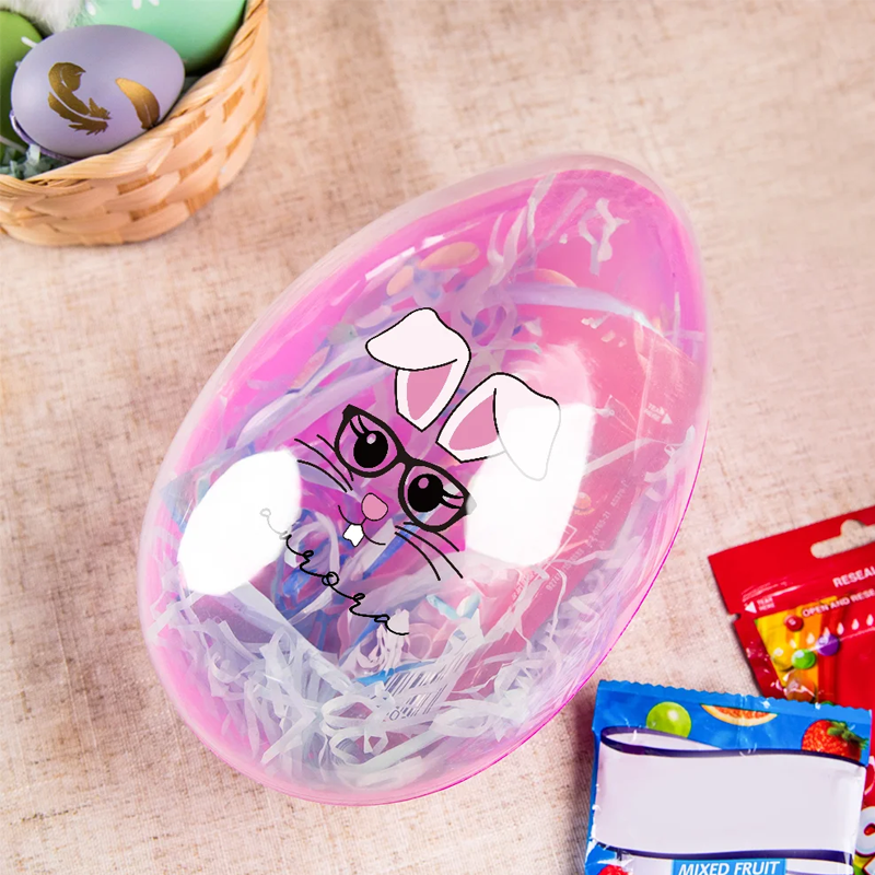 Personalized Cute Bunny Expression Ears Easter Egg with Name Easter Hunting Birthday Party Gift for Kids
