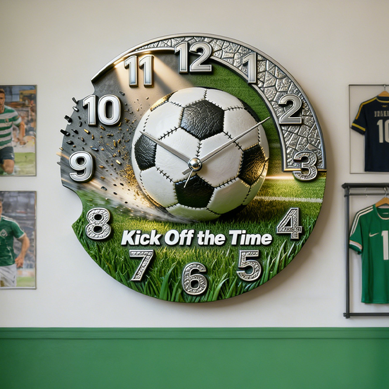 Personalized Soccer Wall Clock with Custom Text for Soccer Enthusiasts 