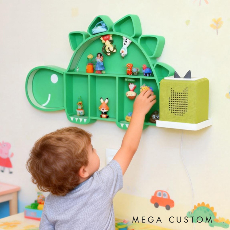 Dinosaur Shaped Wall Shelf Creative 3D Printed Kids Room Organizer Perfect for Displaying Toys, Figurines, Books, and Nursery Decor