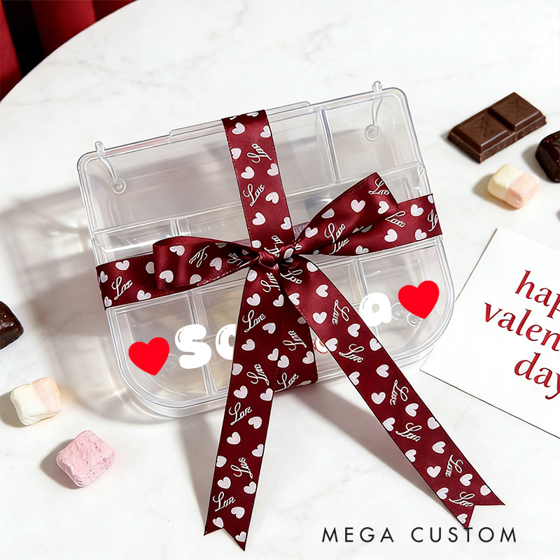 Personalized Candy Gift Set with Heart Bow Decoration Sweet Treat Basket for Kids Birthdays Valentines Day Party Favors and Special Celebrations