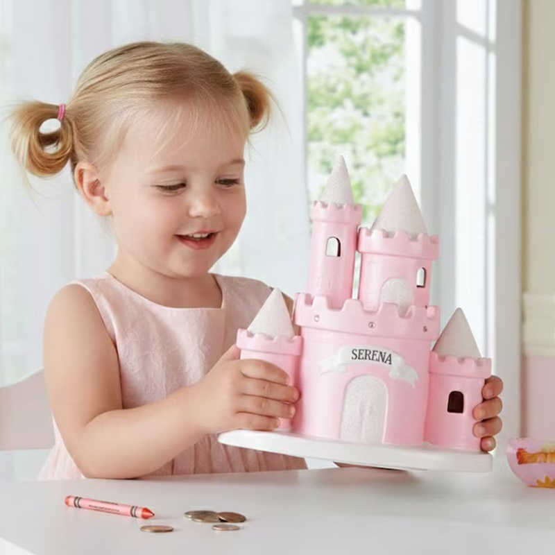 Personalized Pink Princess Castle Theme Name Fairy Tale Kids Room Decor Money Box Gift for Girls 3D Printing Piggy Bank