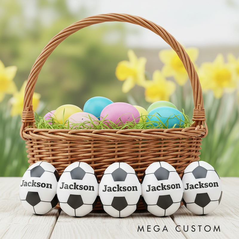 Personalized Football-Themed Easter Egg Custom Name Plastic Children's Gift Easter Basket Stuffer