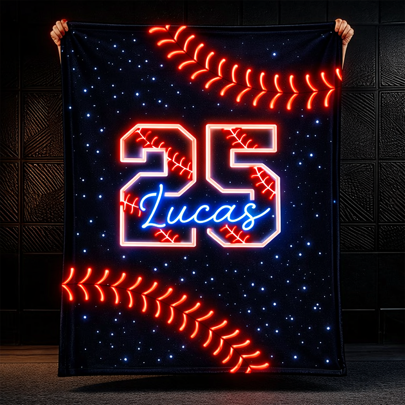 Personalized Baseball Blanket Custom Name and Number Cozy Gift for Fans