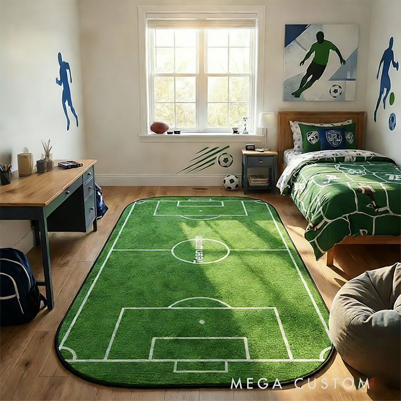 Personalized Soccer Rink Rug Custom Team Logo or Name Fun Play Mat for Kids to Inspire Creativity and Active Play  Gift For Soccer Lovers
