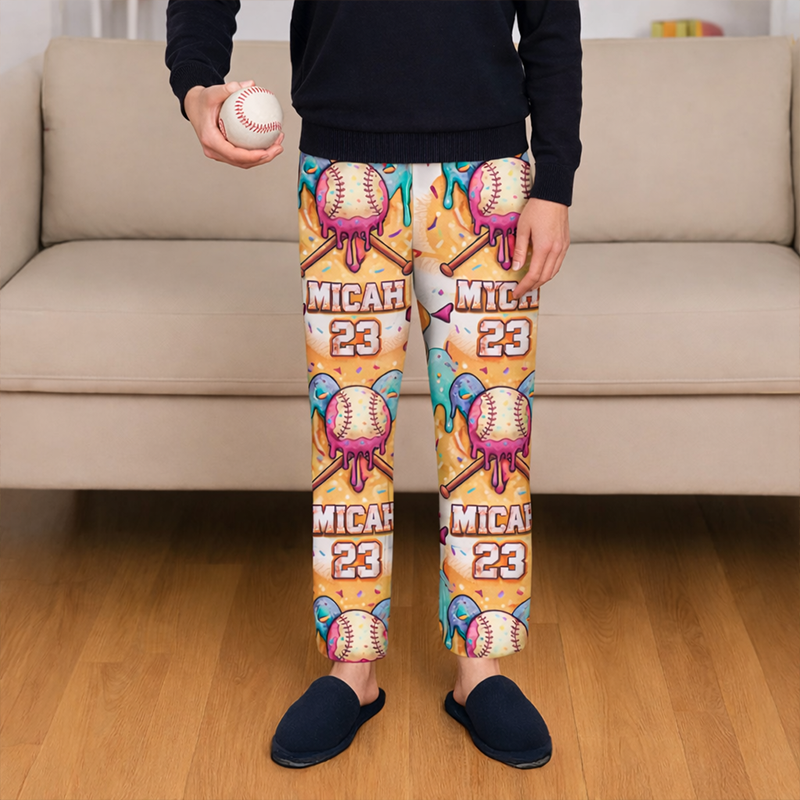 Personalized Baseball Pajama Pants Custom Name and Number for Fans