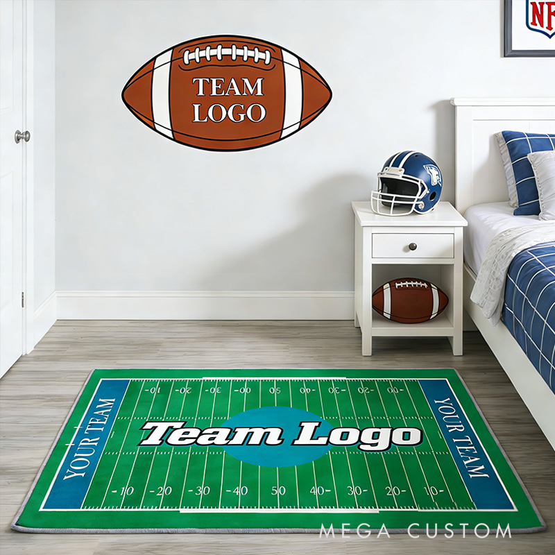 Personalized American Football Rink Rug Custom Team Logo or Name Fun Play Mat for Kids to Inspire Creativity and Active Play  Gift For American Football Lovers