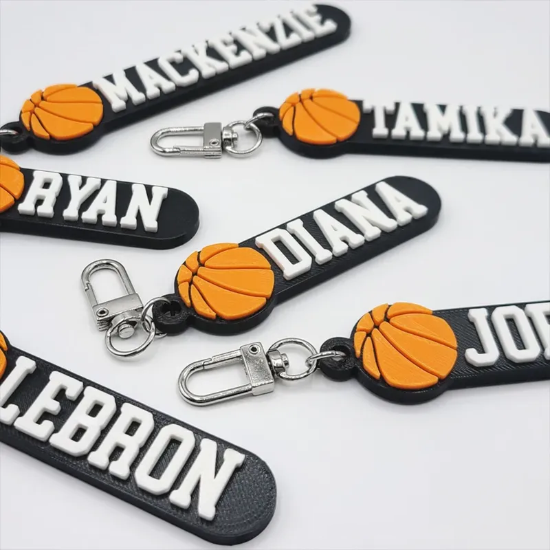 Personalized Basketball Keychain with Custom Name and 3D Basketball Design