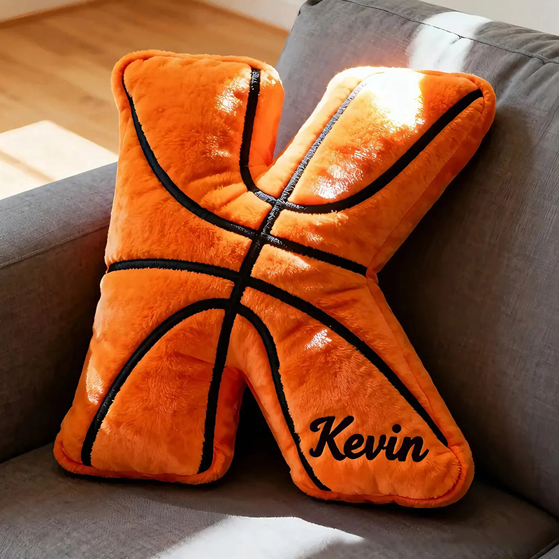 Personalized Graphic3DPrint Basketball Letter Shaped Pillow with Custom Name for Sports Fans