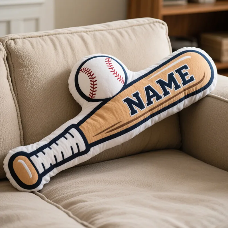 Personalized Baseball Bat and Ball Pillow with Custom Name for Baseball Lovers