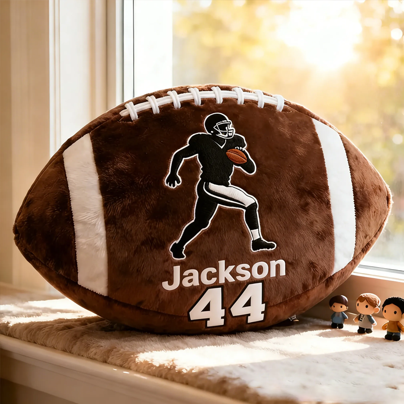 Personalized Football Pillow with Player Graphic and Custom Name for Kids and Football Lover