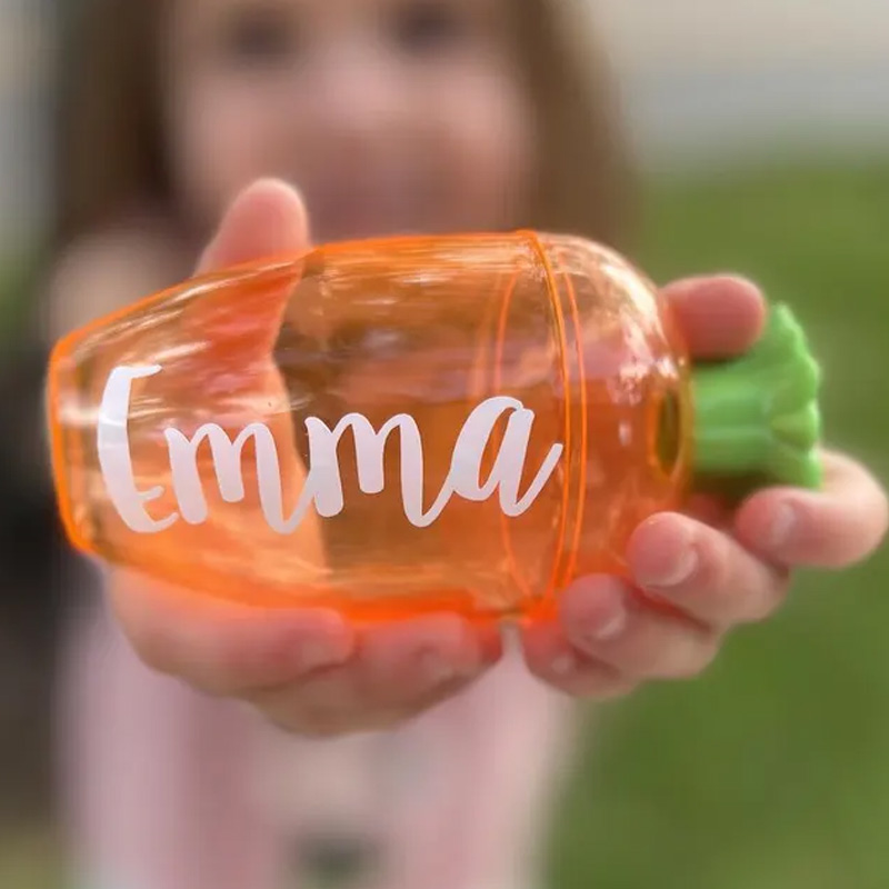 Personalized Easter Bunny Theme Name Custom Candy Container Kids Spring Basket Stuffer Party Favor Gift Carrot Treat Holder