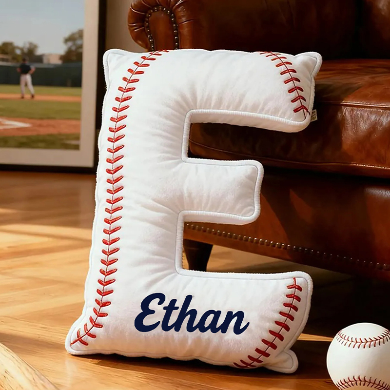 Personalized Baseball Letter Pillow with Custom Name for Sports Fans